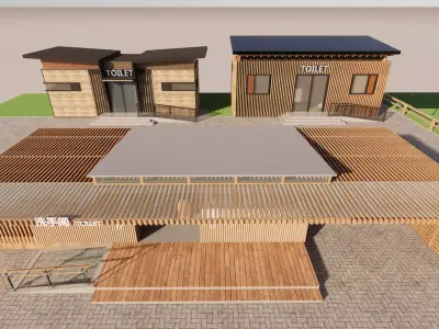 Public Restroom Building -B4 3D model