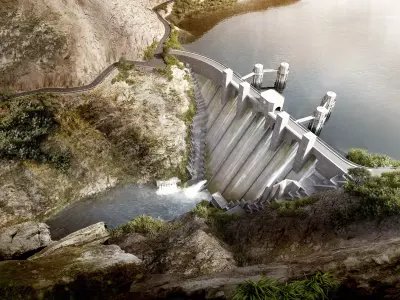 Dams construction river 3D model