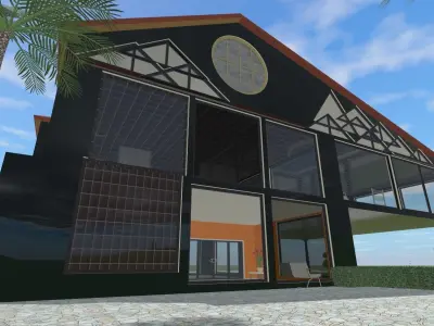 the glass house Low-poly 3D model