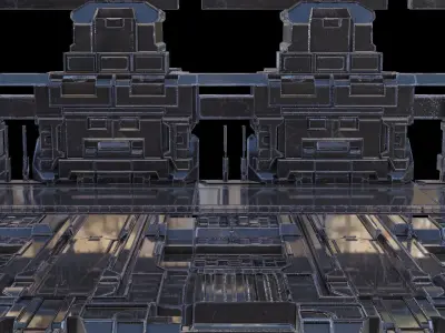 Sci-fi Corridor Futuristic Interior Low-poly 3D model