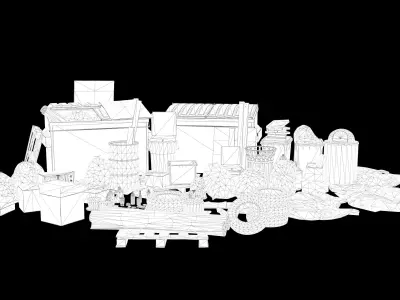 Trash Set can 3D model