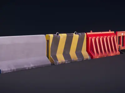Road Divider Barrier - Stylized Pack Low-poly 3D model