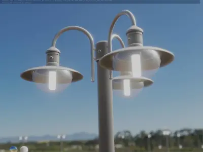 Street Light -7- Basic Version -3 Lamp-  Low-poly 3D model