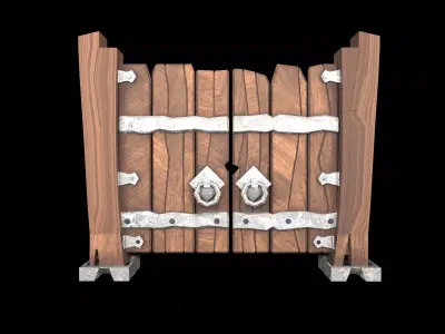 wooden door Low-poly 3D model