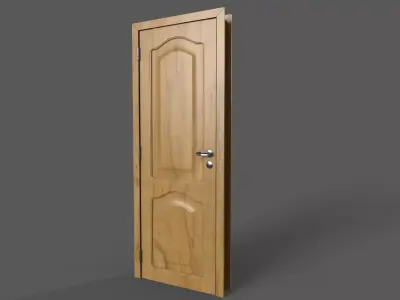 Wooden Door Low-poly 3D model 10