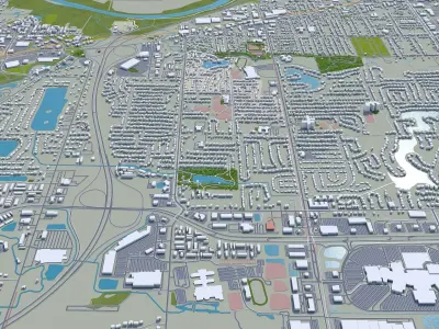 Wyoming Michigan USA 30km Low-poly 3D model