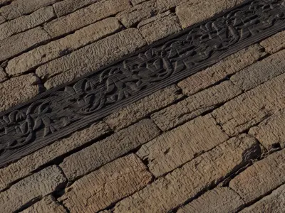 Ancient Temple Stone Wall With Ornamental Carved Band Texture