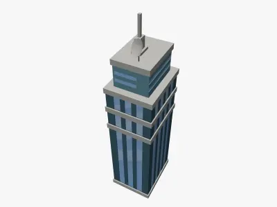 Cartoon skyscraper building 1 low poly Low-poly 3D model