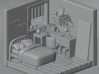 Isometic bedroom 3D 3D model