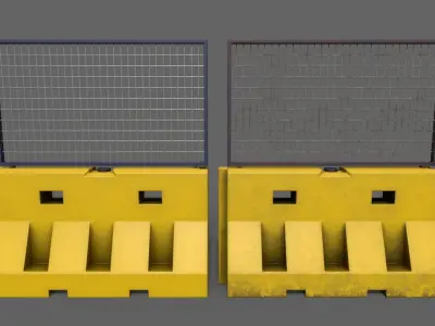 PBR Traffic Barrier Yellow Low-poly 3D model