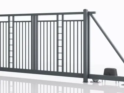 Aluminum Electric Sliding Gate - Model 6 - 3D model