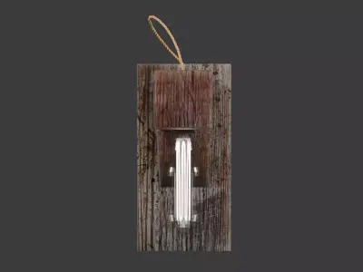 Industrial Wood Beam Wall Sconce with Edison Style Bulb 3D model