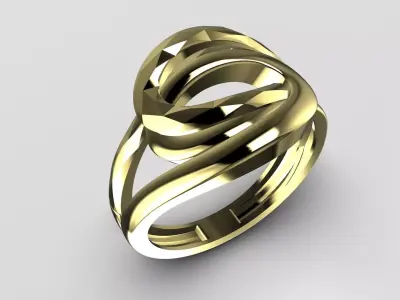 Faceted Intertwining Infinite Loop Ring - 14K Gold 3D print model