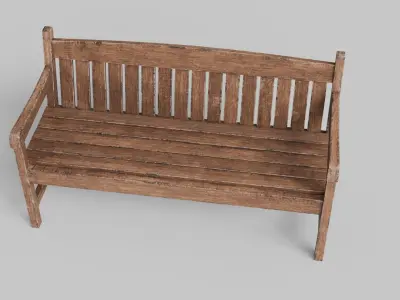 Old Wood Street Bench 3D Model with PBR Texture 3D model