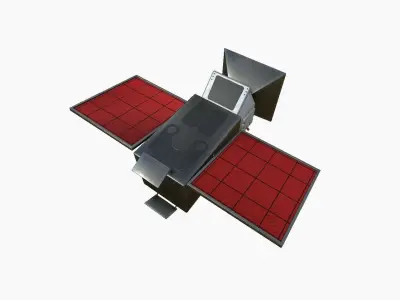Satellite E04 Steel Red - SciFi Space Design Low-poly 3D model
