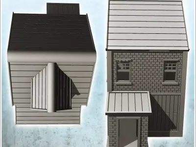 Modern brick one-story house with dormer window 8 - Modern WW2 W 3D print model