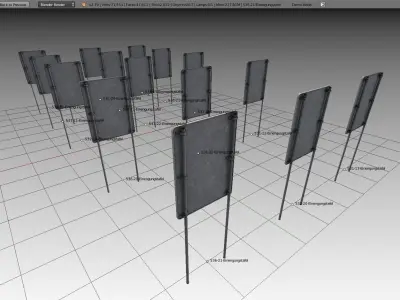 Verkehrszeichen-Einengungstafel directional signs on table Low-poly 3D model