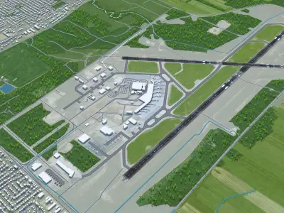 Quebec City Jean Lesage Airport 10km Low-poly 3D model