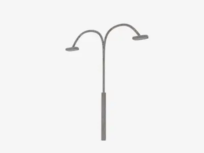  Twin Rust Curve Lamp Pole Low-poly 3D model