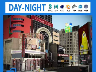 NYC Broadway - 7th Avenue Set 1 V2 3D model