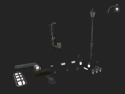 Street Lights Low-poly 3D model buy