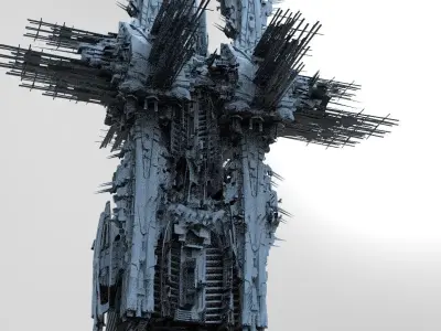 Cyberpunk Mega City Docks Tower  3D model