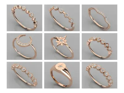 297 light weight ladies rings stl 3D print model