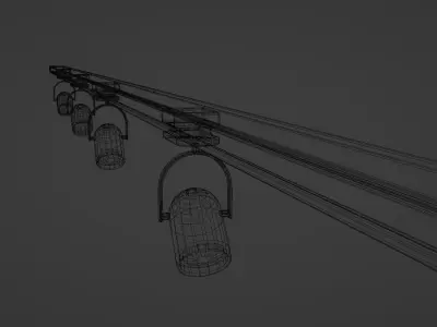 Spotlights four on rail Low-poly 3D model
