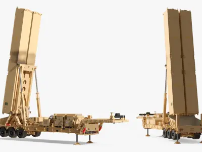  LRHW Missile Launcher Deployed with Supports Rigged for Maya 