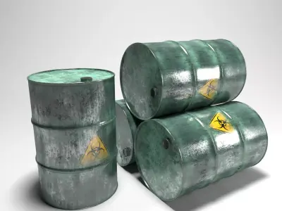 Damage Green Barrel Low-poly 3D model