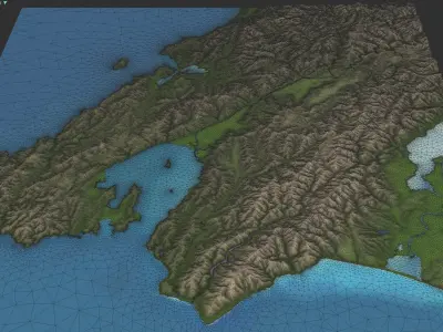 Wellington - 3D Terrain Model Low-poly 3D model