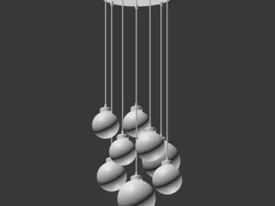 Quentin Glass Globe Brass Chandelier 3D model
