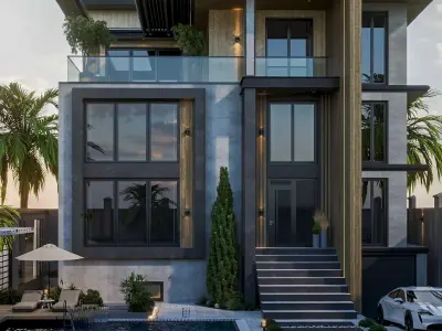 Modern Exterior Style   3-Storey Building Design 3D model