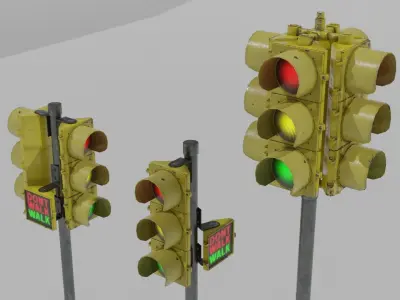 Traffic Lights USA Low-poly 3D model