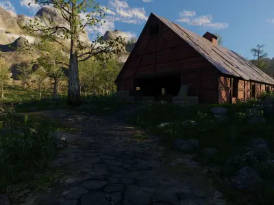 Medieval Pathway Scene 3D model