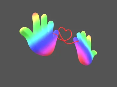 Hand with Red Line Icon v1 007 Low-poly 3D model