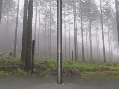 Galvanized Light-Column -13- Street-Light 9 Low-poly 3D model