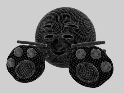 Cat Smiling Face With Cat Paw Emoji v1 005 Low-poly 3D model