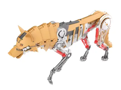 mechanical dog Low-poly 3D model