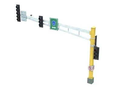 Street Light with Traffic 07 Low-poly 3D model