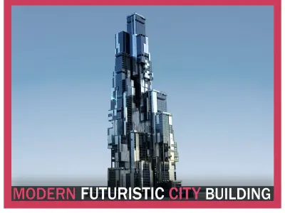Futuristic Future Modern City Building Skyscraper 03 3D model