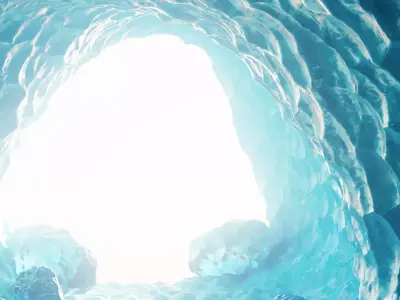 Frozen Cave V2 - Ice Cavern Base Environment with Icy Stones  3D model