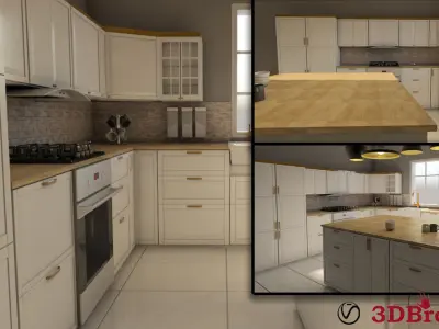 Modern Kitchen 3D model ready for Rendering 3D model