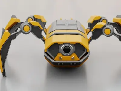 Crab Robot rigged - animated character 3D model