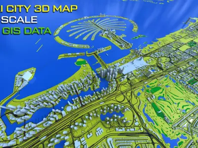 Dubai Real-Scale 3D Map - 2025 Gis Data 3D model