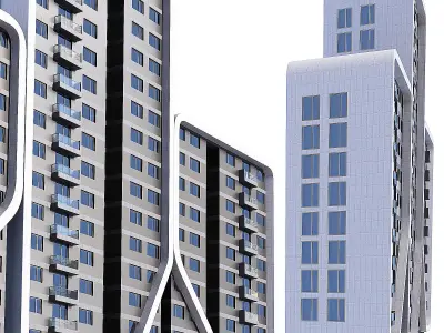 Multi storey modern high house 09 3D model