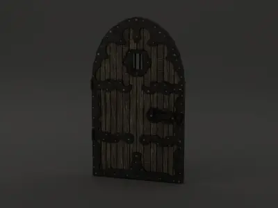 Medieval Door Strong Dungeon Steel Door 3D Model Low-poly 3D model