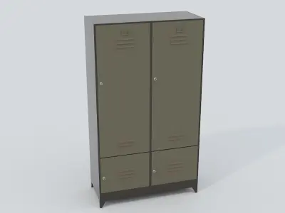 Locker with two doors Low-poly 3D model