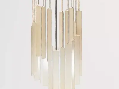 Glass Plate Brass Ceiling Pendant 3D model
