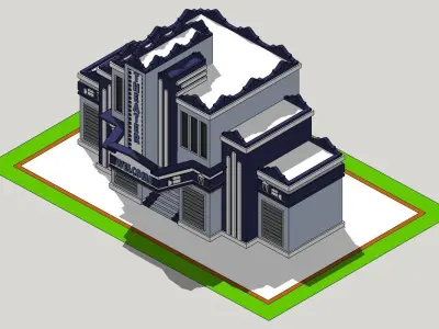 Theater 3D model building Low-poly 3D model